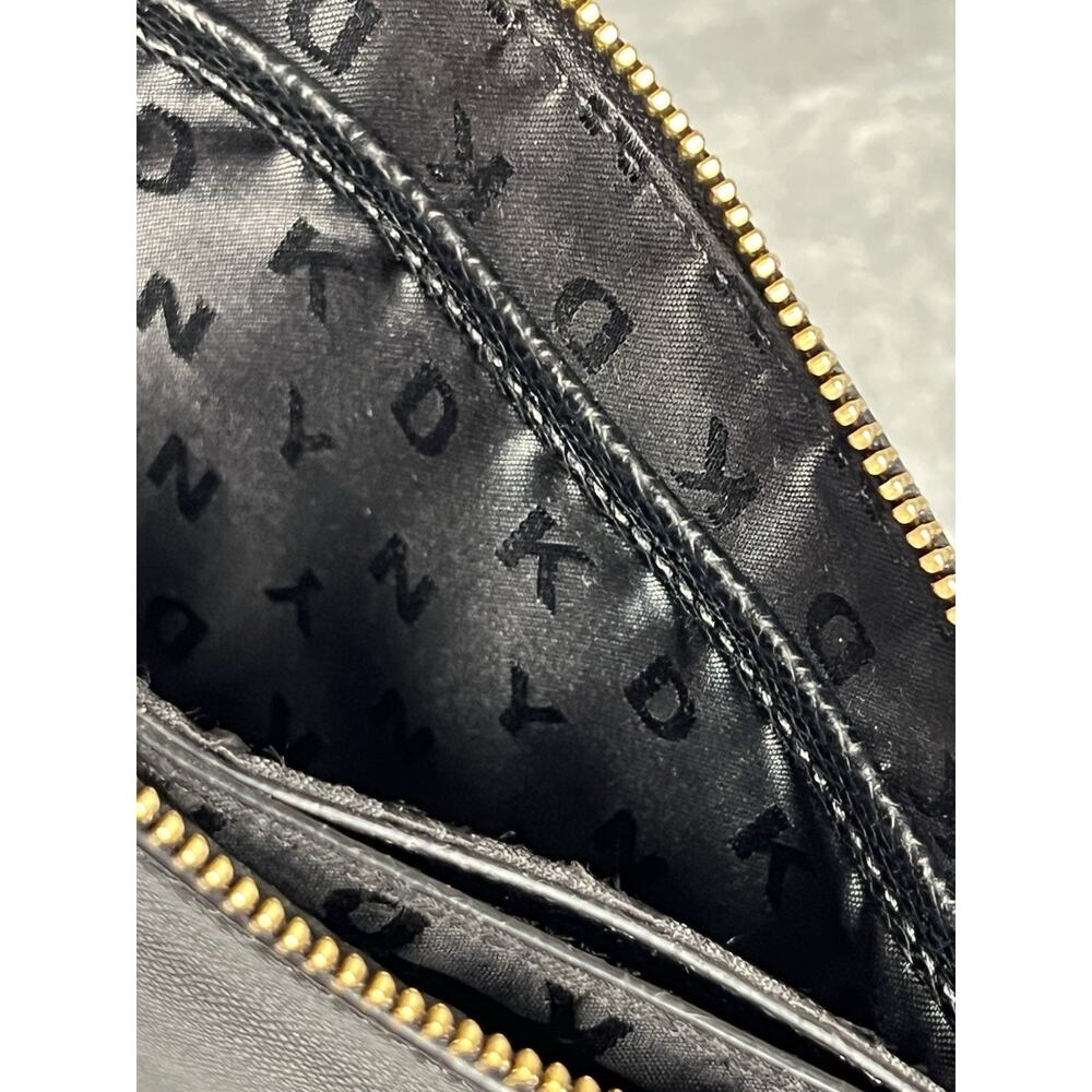 DKNY Black Saffiano Leather Evening Bag Removable Strap Chain Date Night Y2K - Picture 4 of 13